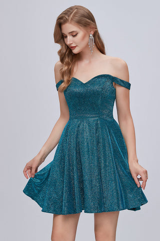 Robes de bal courtes à épaules dénudées, décolleté en cœur et lacets, coupe trapèze