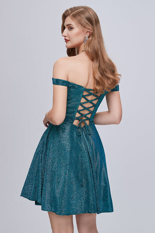Robes de bal courtes à épaules dénudées, décolleté en cœur et lacets, coupe trapèze