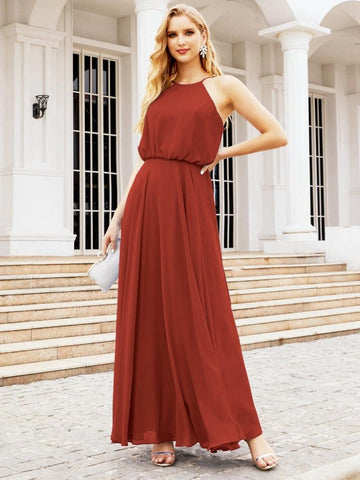 Robe de demoiselle d'honneur longue à col licou Baoleely, robe trapèze formelle pour juniors, 28029