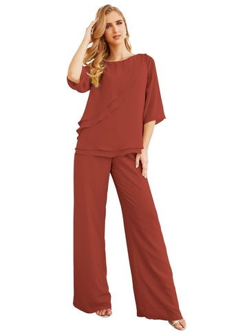 Baoleely Élégante robe mère de la mariée 2 pièces, grande taille, pantalon, volants, couches argentées, peignoir 28064