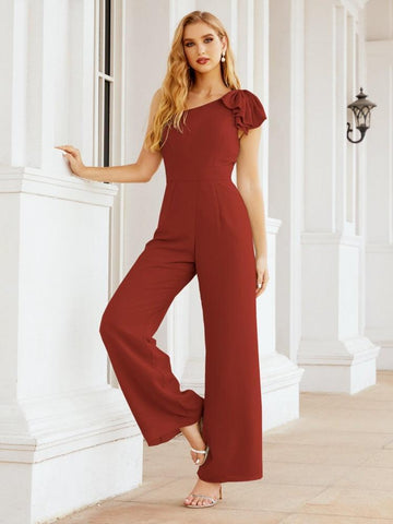 Baoleely Women's One Shoulder Long Jumpsuit Formal Evening Dress Long Bridesmaid Dresses Pants Wedding Party 28034