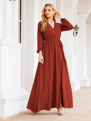 Robe de demoiselle d'honneur en mousseline Sunnderly pour femme, coupe trapèze, manches longues, robe de soirée formelle pour invitée de mariage SY28032 