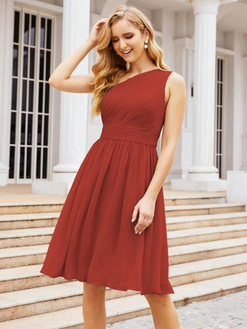 Vestido de fiesta de bienvenida, corto, plisado, de un solo hombro, para fiesta de graduación 28046 