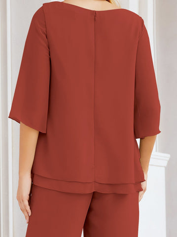 Baoleely Élégante robe mère de la mariée 2 pièces, grande taille, pantalon, volants, couches argentées, peignoir 28064