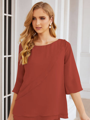 Baoleely Élégante robe mère de la mariée 2 pièces, grande taille, pantalon, volants, couches argentées, peignoir 28064