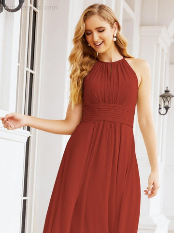 Baoleely Keyhole Bridesmaid Dresses Sleeveless Formal Evening Party Prom Gowns 28043