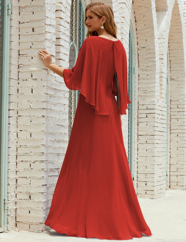 Robe de demoiselle d'honneur Sunnderly pour femme, manches longues, col en V, en mousseline, robe de cérémonie pour mariage SY28018