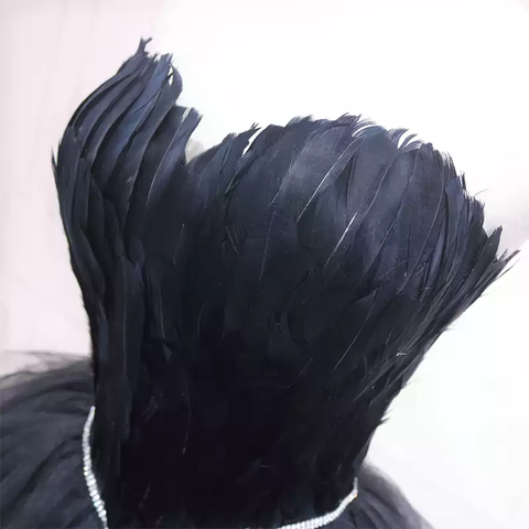 Vestido corto de tul negro para baile de bienvenida, sin tirantes, talla 38