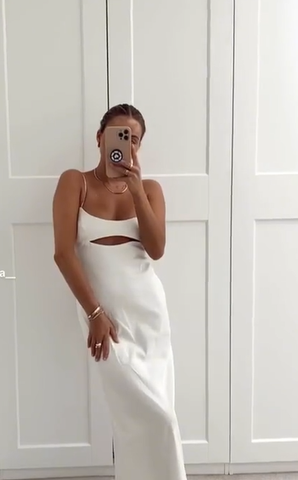 Robe de soirée longue blanche à fines bretelles Y7201