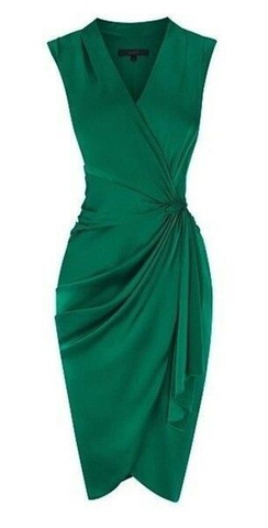 Robe de bal courte verte à col V cache-cœur Y439