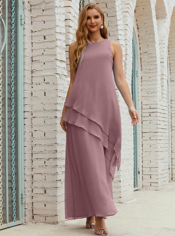 Robe longue en mousseline grande taille pour la mère de la mariée, robe de demoiselle d'honneur de bal de fin d'année SY28019