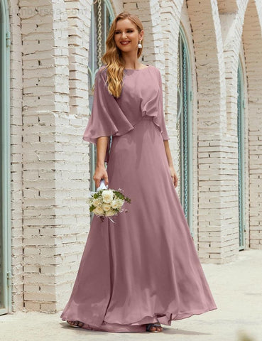 Robe de demoiselle d'honneur Sunnderly pour femme, manches longues, col en V, en mousseline, robe de cérémonie pour mariage SY28018