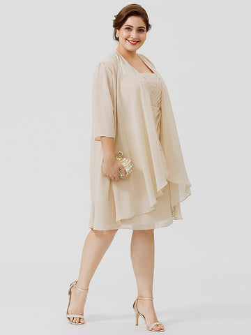 Vestidos de corte princesa/línea A con tirantes finos hasta la rodilla para la madre de la novia 