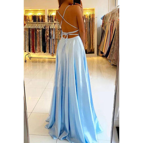 Vestido formal de noche de graduación sin mangas con pliegues de satén y tirantes finos