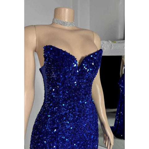 Robe de soirée charmante à col en V, sans manches, à paillettes et à lacets