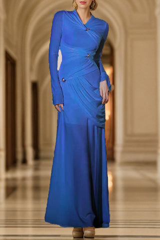 Elegantes accesorios de metal sólido para decorar vestidos de noche con cuello redondo y pliegue (3 colores) 