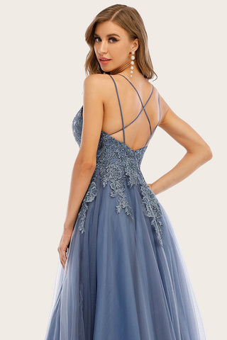 Dusty Long Prom Dress with Lace