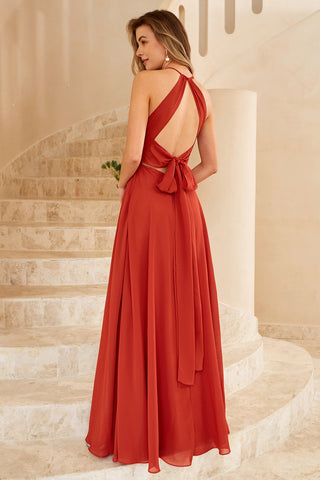 Long Chiffon Bridesmaid Dress with Slit