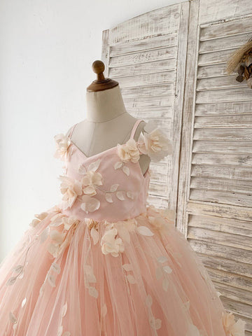 A-line Satin Tulle Floor-length Flower Girl Dress