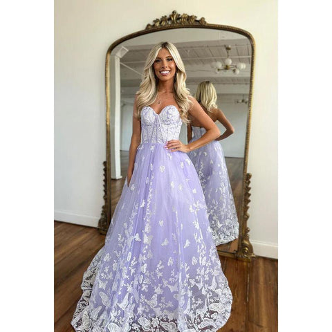 Vestido de noche largo de fiesta de tul con encaje, sin mangas y escote corazón, corte A