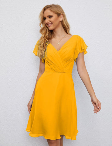 Robe de soirée dos nu, robe de bal formelle, longueur genou, manches courtes, robe de cocktail 28077 