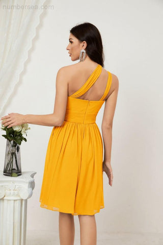 Baoleely Women Chiffon Short One Shoulder Bridesmaid Dress Formal Dresses for Party Homecoming 2804