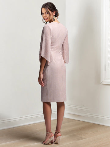 Sheath/Column V-Neck Knee-Length Mother of the Bride Dresses