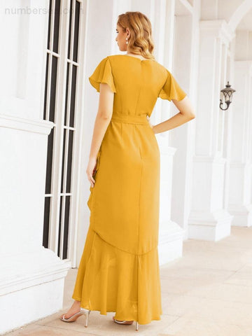 Baoleely Ruffled Bridesmaid Dresses Mermaid Formal Violin Evening Party Prom Gowns 28042