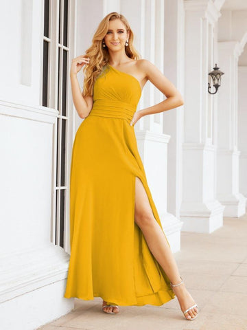 Baoleely One Shoulder Bridesmaid Dresses Long Formal Prom Gowns 28048
