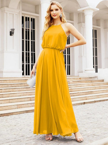 Robe de demoiselle d'honneur longue à col licou Baoleely, robe trapèze formelle pour juniors, 28029