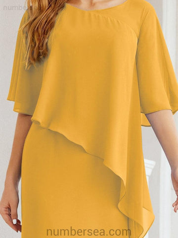 Vestido largo de fiesta formal Sunderly para la madre de la novia con capa de volantes SY28026