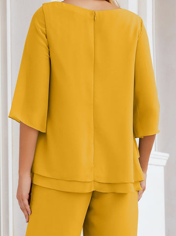 Baoleely Élégante robe mère de la mariée 2 pièces, grande taille, pantalon, volants, couches argentées, peignoir 28064