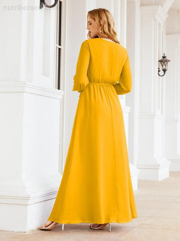 Robe de demoiselle d'honneur en mousseline Sunnderly pour femme, coupe trapèze, manches longues, robe de soirée formelle pour invitée de mariage SY28032 