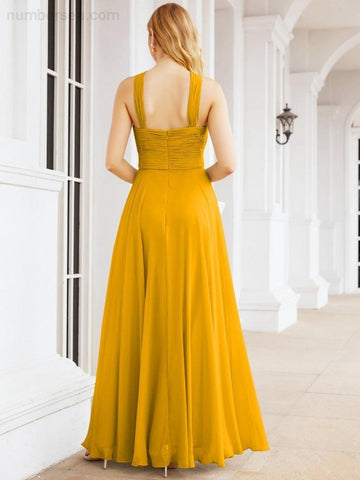 Baoleely Crisscross Halter Bridesmaid Dresses for Party Wedding Evening Prom Maxi Ball Gowns 28053