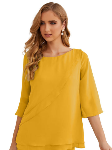 Baoleely Élégante robe mère de la mariée 2 pièces, grande taille, pantalon, volants, couches argentées, peignoir 28064