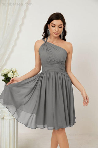 Baoleely Women Chiffon Short One Shoulder Bridesmaid Dress Formal Dresses for Party Homecoming 2804