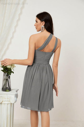 Baoleely Women Chiffon Short One Shoulder Bridesmaid Dress Formal Dresses for Party Homecoming 2804