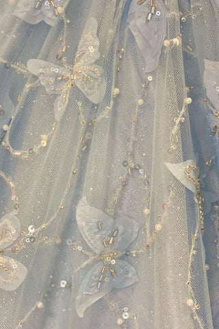 A Line Off the Shoulder Satin Lace Prom Dress