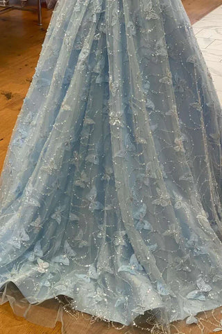 A Line Off the Shoulder Satin Lace Prom Dress