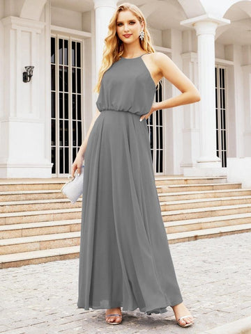 Robe de demoiselle d'honneur longue à col licou Baoleely, robe trapèze formelle pour juniors, 28029