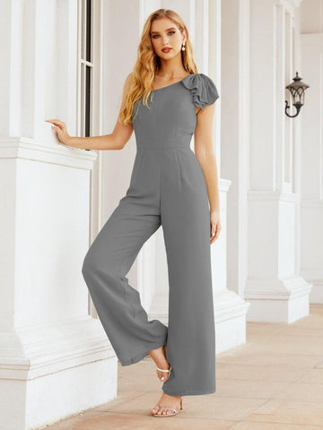 Baoleely Women's One Shoulder Long Jumpsuit Formal Evening Dress Long Bridesmaid Dresses Pants Wedding Party 28034