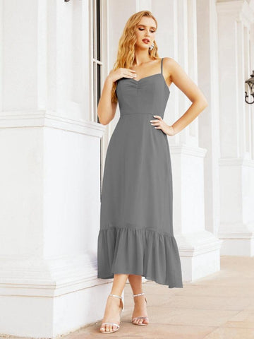 Baoleely Blackless Strap Bridesmaid Dress Ankle Length 28028