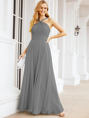 Baoleely Crisscross Halter Bridesmaid Dresses for Party Wedding Evening Prom Maxi Ball Gowns 28053