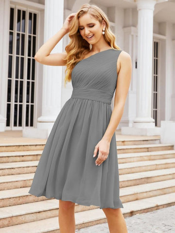 Vestido de fiesta de bienvenida, corto, plisado, de un solo hombro, para fiesta de graduación 28046 