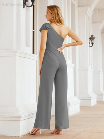 Baoleely Women's One Shoulder Long Jumpsuit Formal Evening Dress Long Bridesmaid Dresses Pants Wedding Party 28034