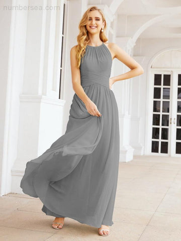 Baoleely Sleeveless Bridesmaid Dresses Long Prom Gown Zipper with Keyhole Back 28056