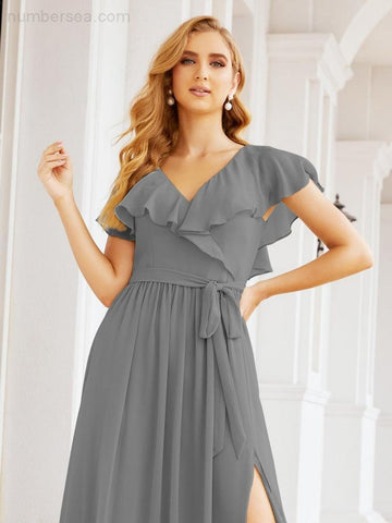 Robes de demoiselle d'honneur à manches flottantes, robes de soirée formelles, robes de bal 28044 