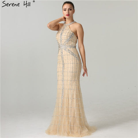 On Sale No Return No Refund Sale  Newest  Fashion Sexy Mermaid Evening Dresses  Halter Beading Luxury  Elegant  Evening Party Dress Real Photo LA6124