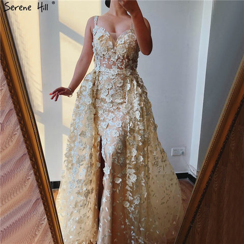 2025 Pink Sleeveless Handmade Flowers Evening Dresses Crystal Sexy Luxury Tulle Evening Gowns Real Photo LA60717