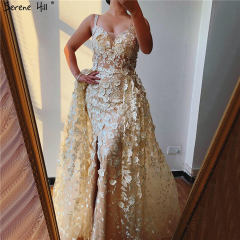 2025 Pink Sleeveless Handmade Flowers Evening Dresses Crystal Sexy Luxury Tulle Evening Gowns Real Photo LA60717